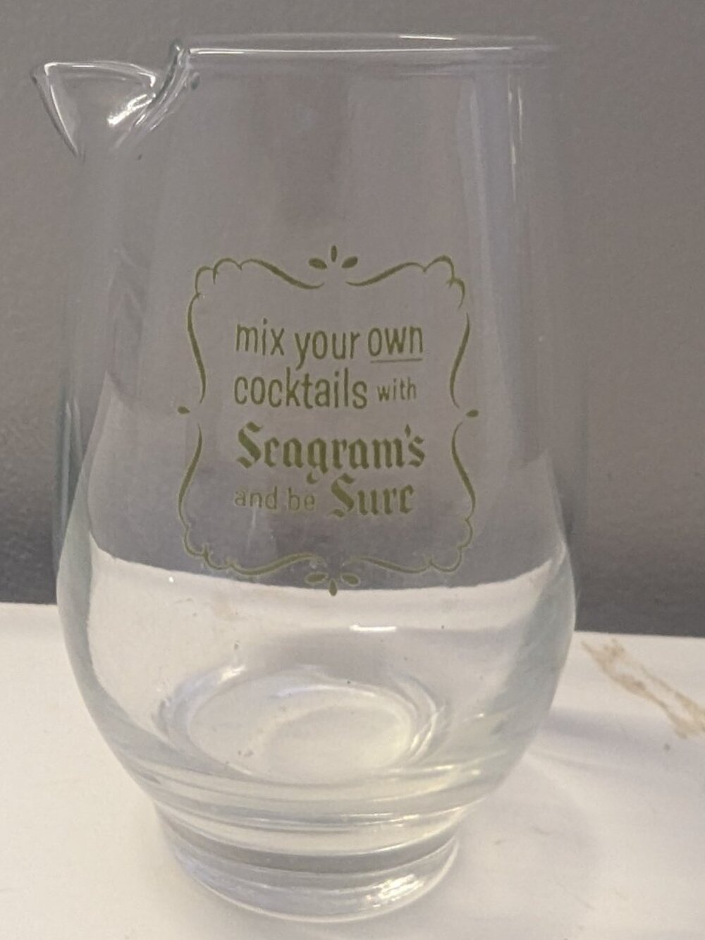 Vintage Mid-Century Seagram's Advertising Cocktail Mixing Glass Pitcher